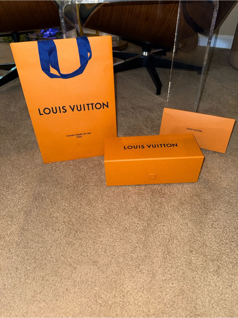 Louis Vuitton Orange Gift Set with Navy Ribbon